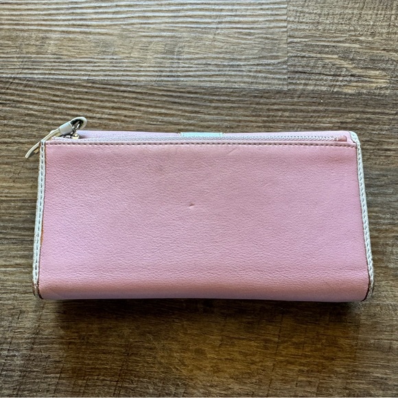 Coach Trifold Leather Wallet in Baby Pink and White With Bright Pink Checkbook - Picture 2 of 6